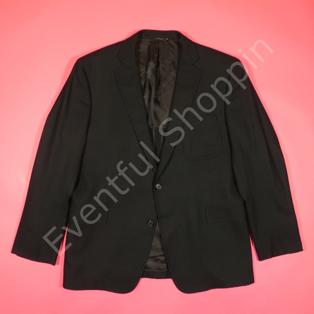Brooks Brothers Suit Mens 46 Tall Black Flannel Wool Half Lined Bespoke - Picture 3 of 15